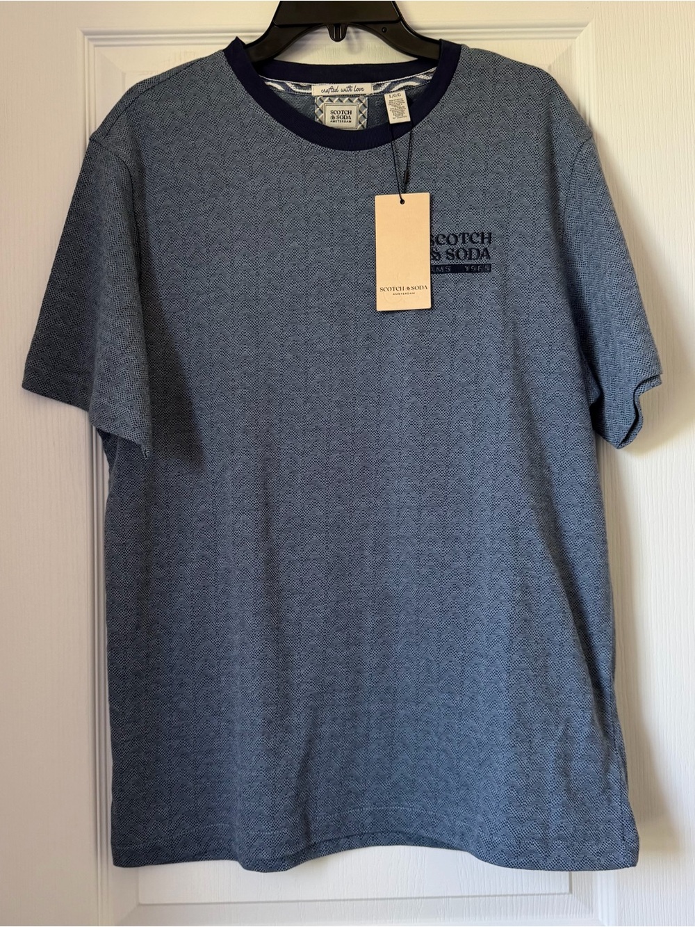 New Scotch & Soda Men's Blue Crewneck Tee